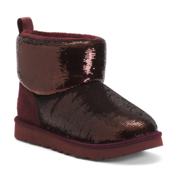 new UGG Classic Mini Mirror Ball boots in Grape 8M4 - Picture 2 of 3